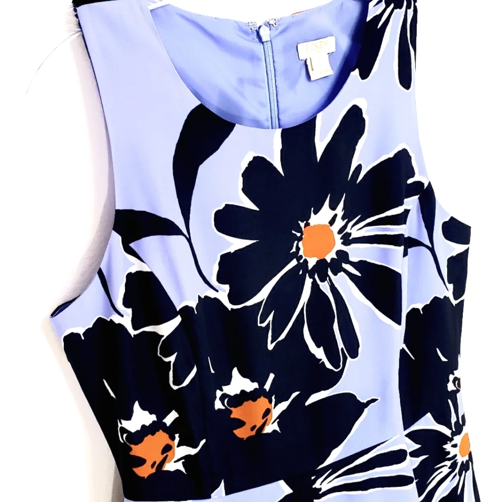 Nwot J.Crew Blue/Black  Floral Sleeveless A-Line Dress